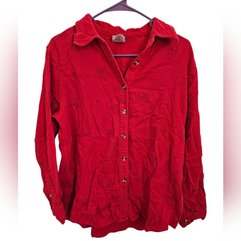 Disney Red Women's Button-Down Shirt